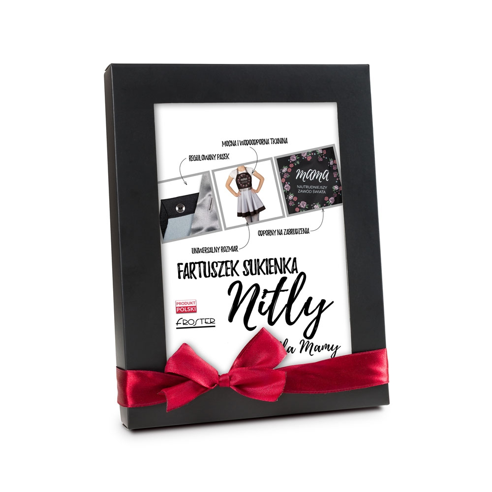 Nitly dla Mamy - Fartuszek Sukienka - czarne pudełko prezentowe