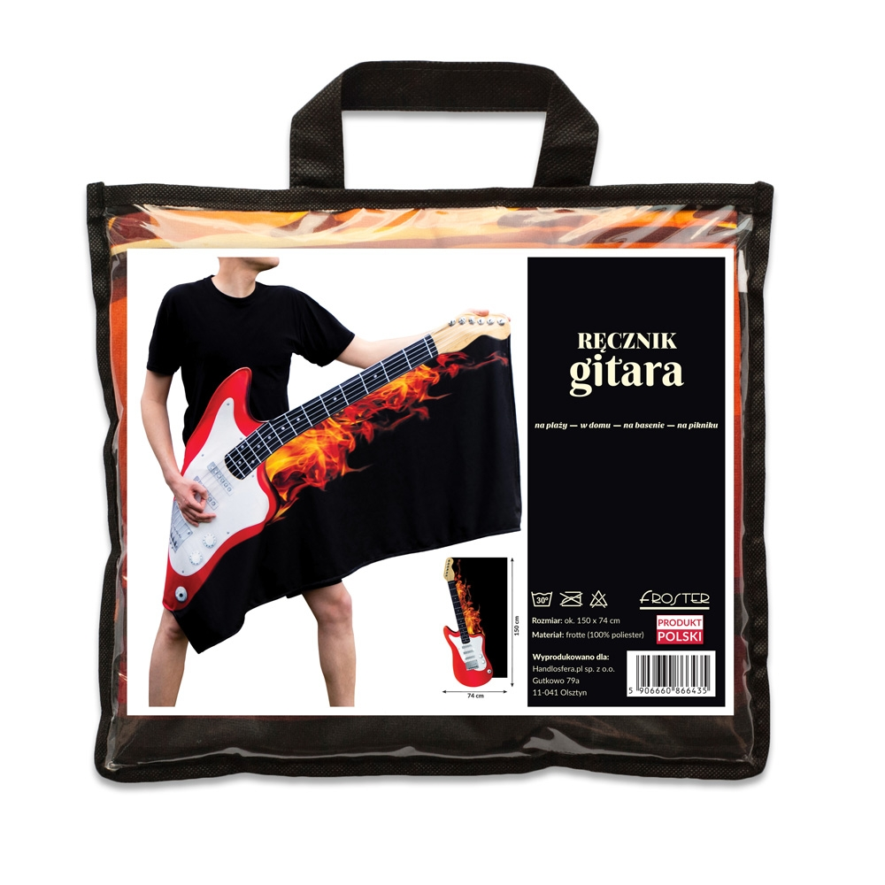 Ręcznik Gitara - opakowanie, czyli wygodna torba z rączką