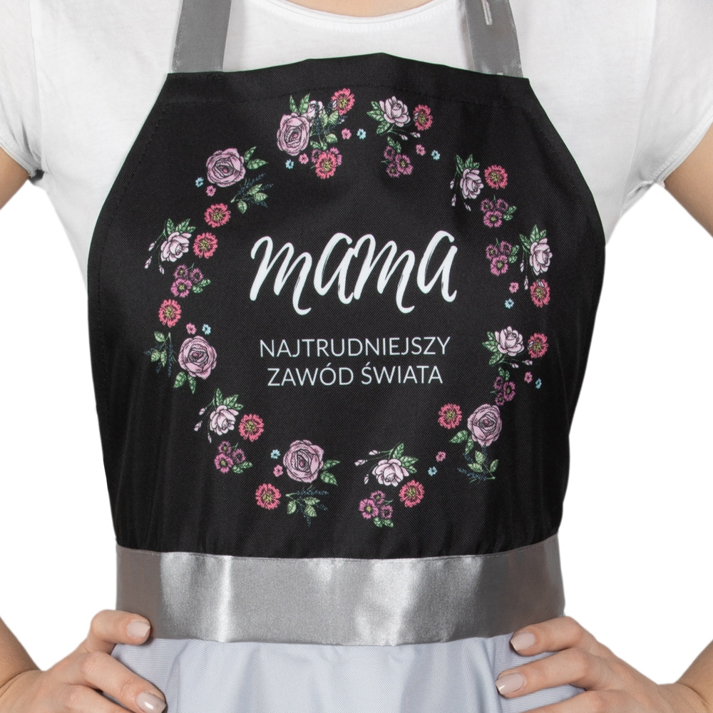 Nitly dla Mamy - Fartuszek Sukienka - zbliżenie na napis Mama najtrudniejszy zawód świata