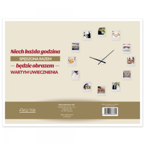 Zegar z ramkami na zdjęcia na ślub  i wesele - wkładka z dedykacją