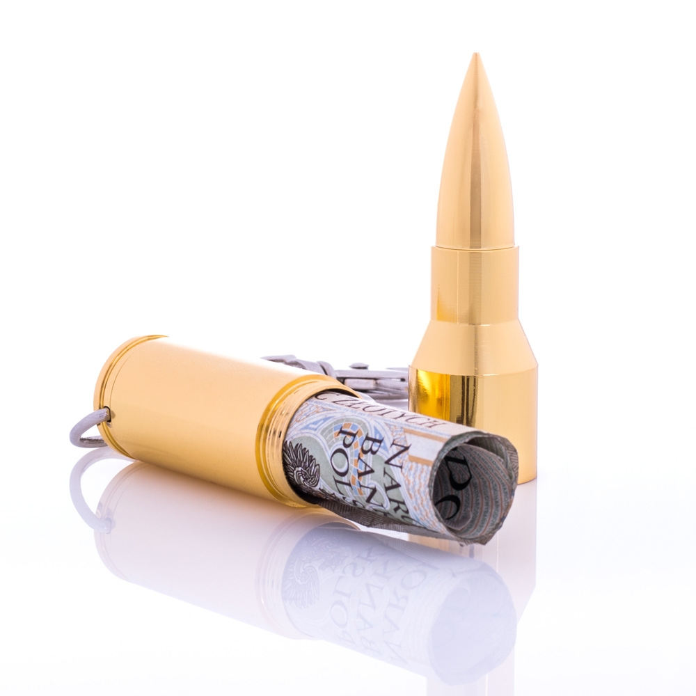 Awaryjny Brelok - Pocisk z banknotem w środku